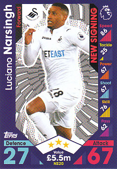 Luciano Narsingh Swansea City 2016/17 Topps Match Attax Extra New Signing #NS20